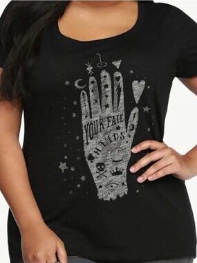 New Black Torrid Fate Is Your Hands 3x Tee Fortune 22 24 Short Sleeve Scoop Neck